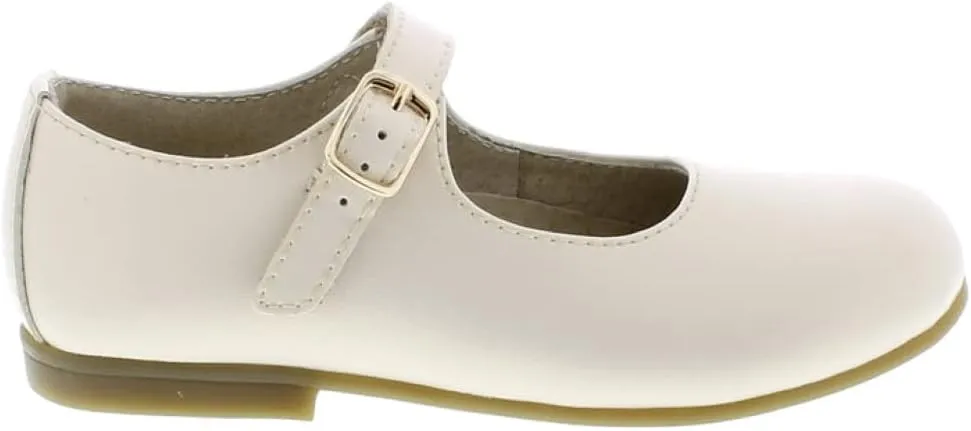 FOOTMATES Laura Mary Jane T-Strap Leather Girls Party Dress Shoes with Custom-Fit Insoles, Slip-Resistant Non-Marking Outsoles - for Toddlers and Little Kids, Ages 1-8