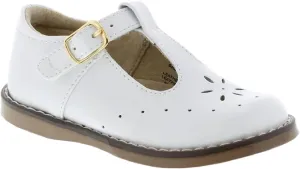 FOOTMATES Sherry Mary Jane Hook and Loop Leather T-Strap Shoes with Wide Toe Box and Custom-Fit Insoles, Non-Marking Outsoles - for Toddlers and Kids, Ages 1-8