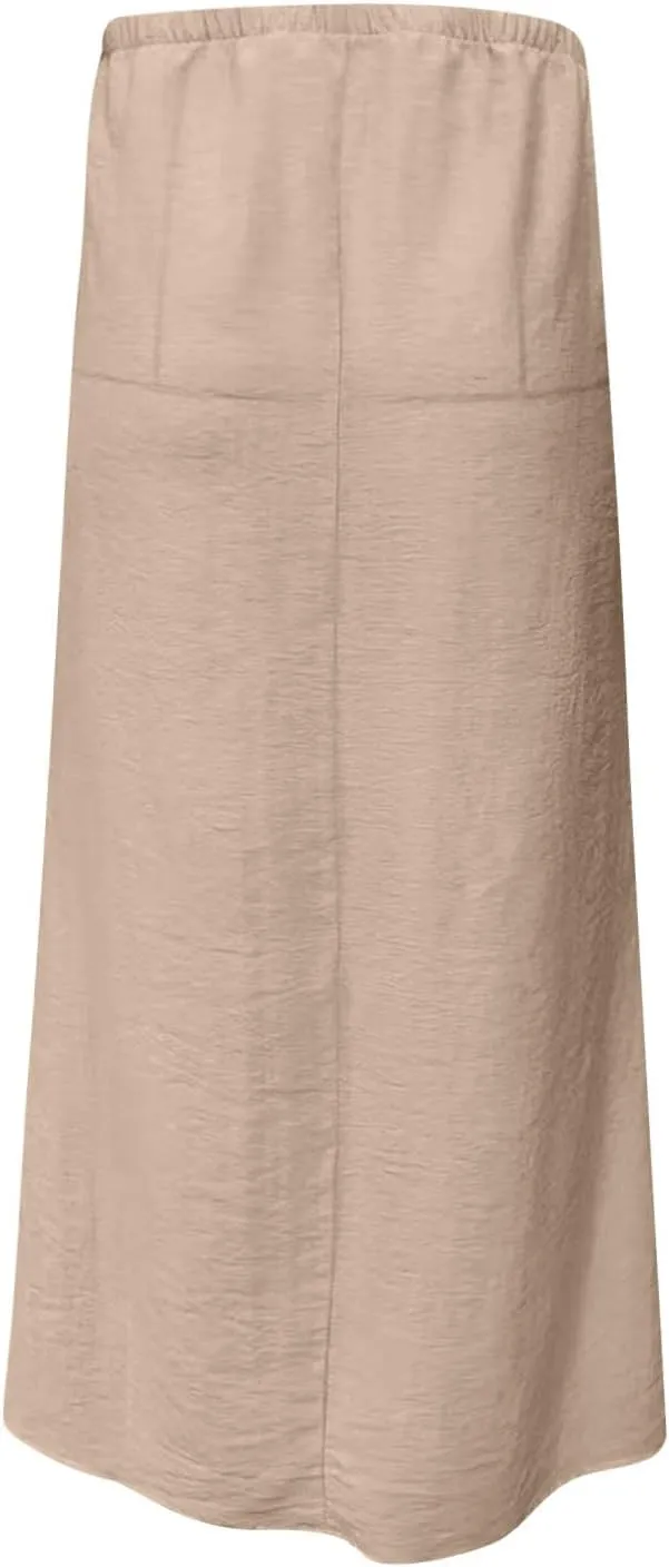 for Women Linen Maxi Long Midi Knee High Slim Tunic Boho Ruched Low Rise Basic Skirts Women 2025