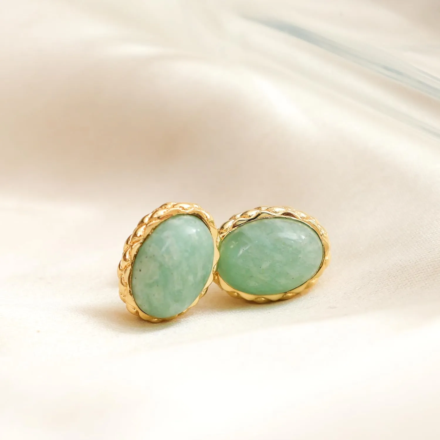 Gempires Bold Oval Gemstone Stud Earrings for Women ?C Natural Healing Stone Jewelry 14K Gold-Plated Hypoallergenic Tarnish-Resistant ?C Bold Statement Studs Gift for Her
