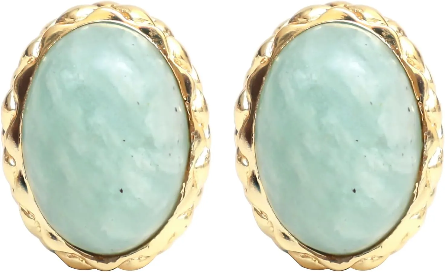 Gempires Bold Oval Gemstone Stud Earrings for Women ?C Natural Healing Stone Jewelry 14K Gold-Plated Hypoallergenic Tarnish-Resistant ?C Bold Statement Studs Gift for Her