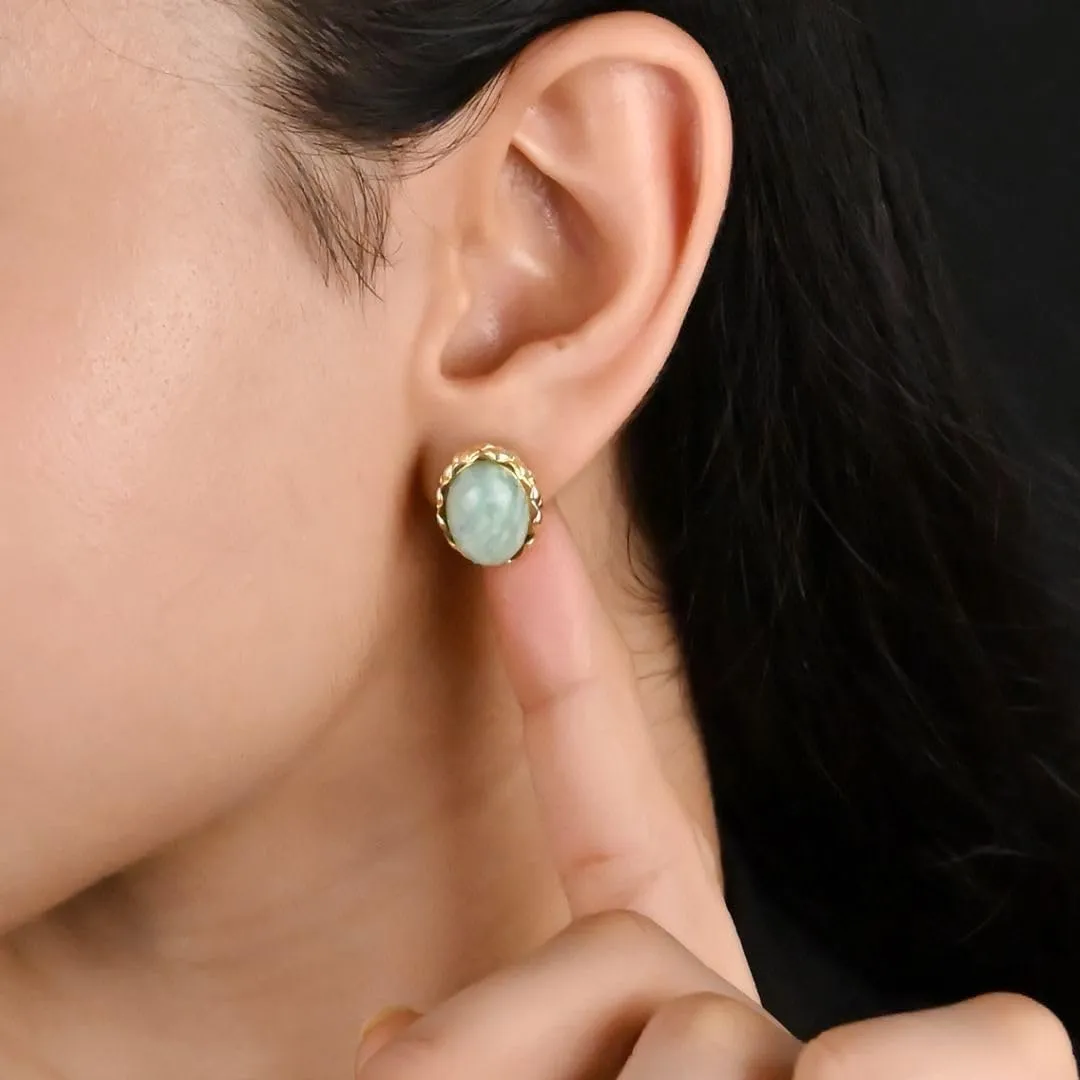 Gempires Bold Oval Gemstone Stud Earrings for Women ?C Natural Healing Stone Jewelry 14K Gold-Plated Hypoallergenic Tarnish-Resistant ?C Bold Statement Studs Gift for Her