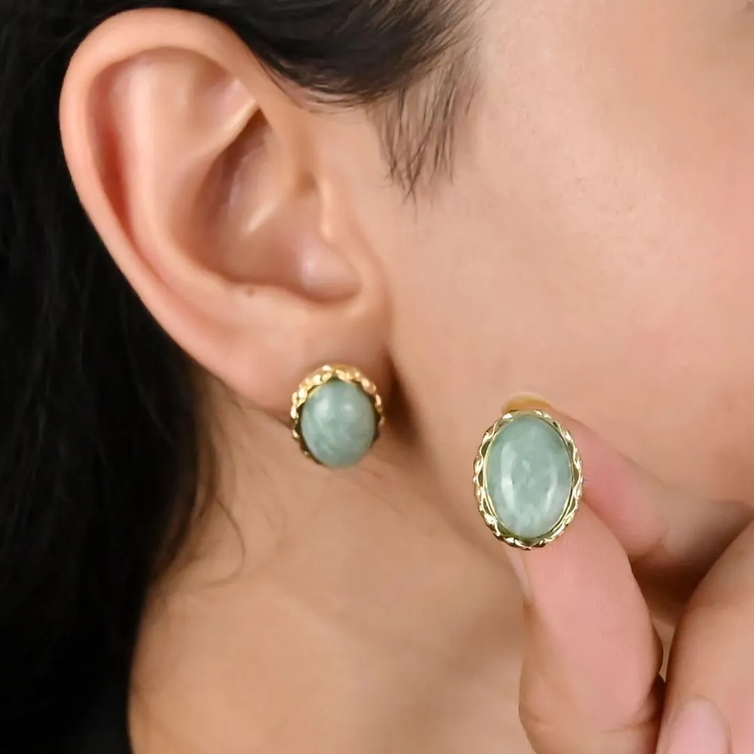 Gempires Bold Oval Gemstone Stud Earrings for Women ?C Natural Healing Stone Jewelry 14K Gold-Plated Hypoallergenic Tarnish-Resistant ?C Bold Statement Studs Gift for Her