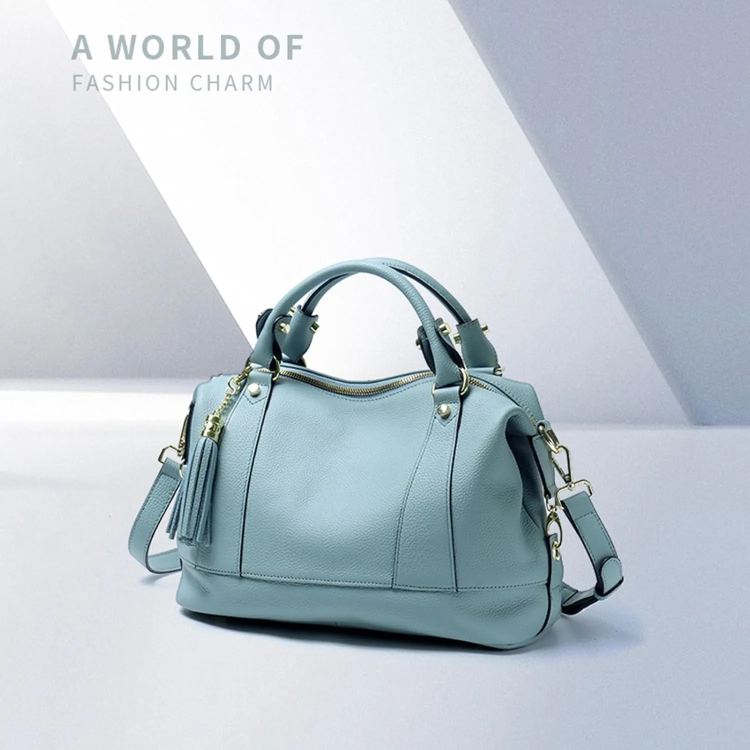 Genuine Leather Purses and Handbags for Women Boston Tote Bags Crossbody Satchel Purse Work Shoulder Handbag