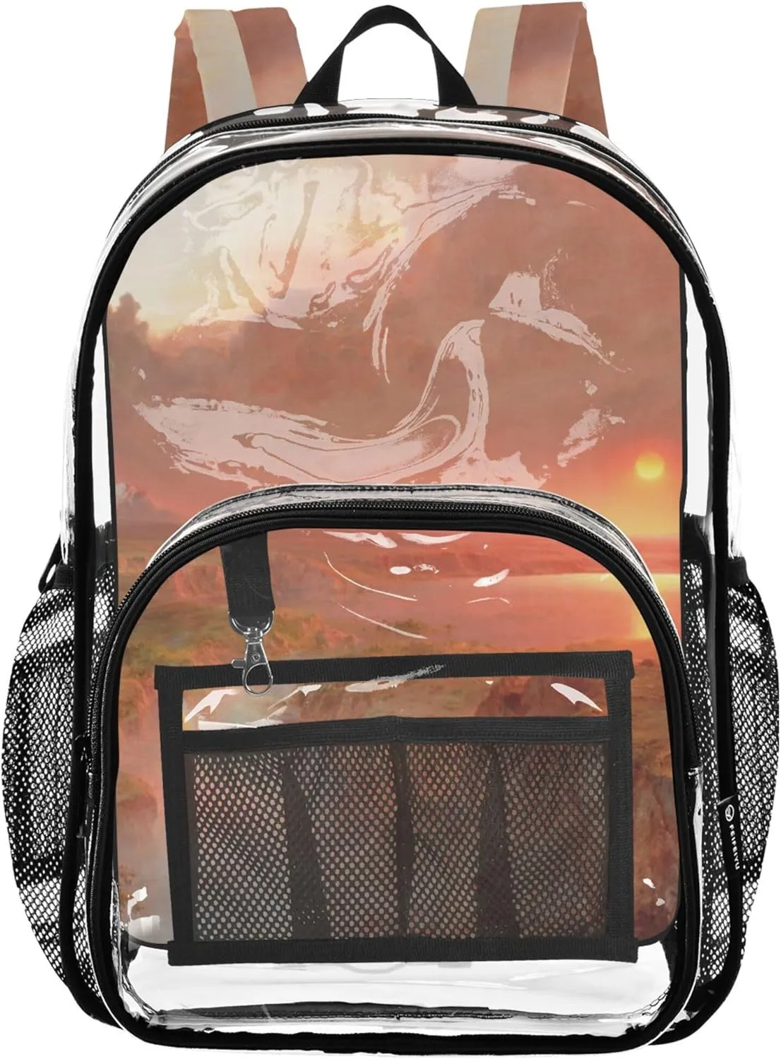 Girls Backpack Kids Boys Scenery Painting Cotopaxi Landscape Travel Clear Backpack Floral Plastic Transparent Bookbag