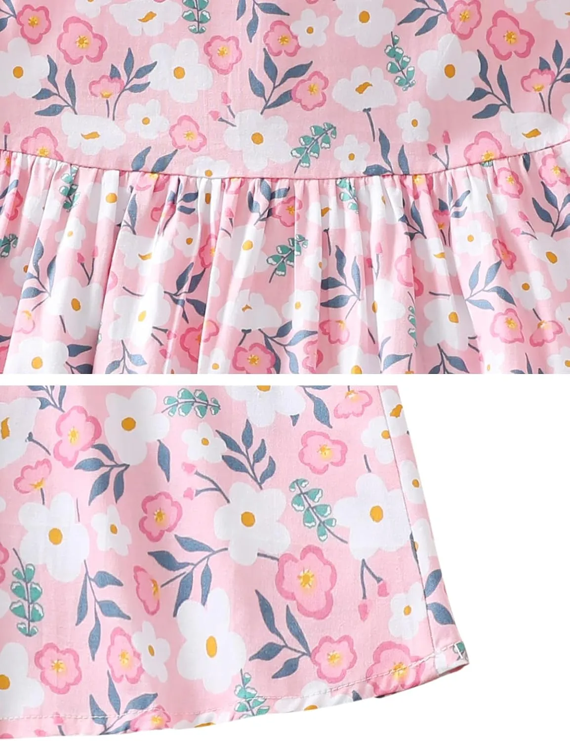 Girls' Spring Summer Cute Allover Floral Printing Hawaiian Beach Boho Casual Cotton Dresses