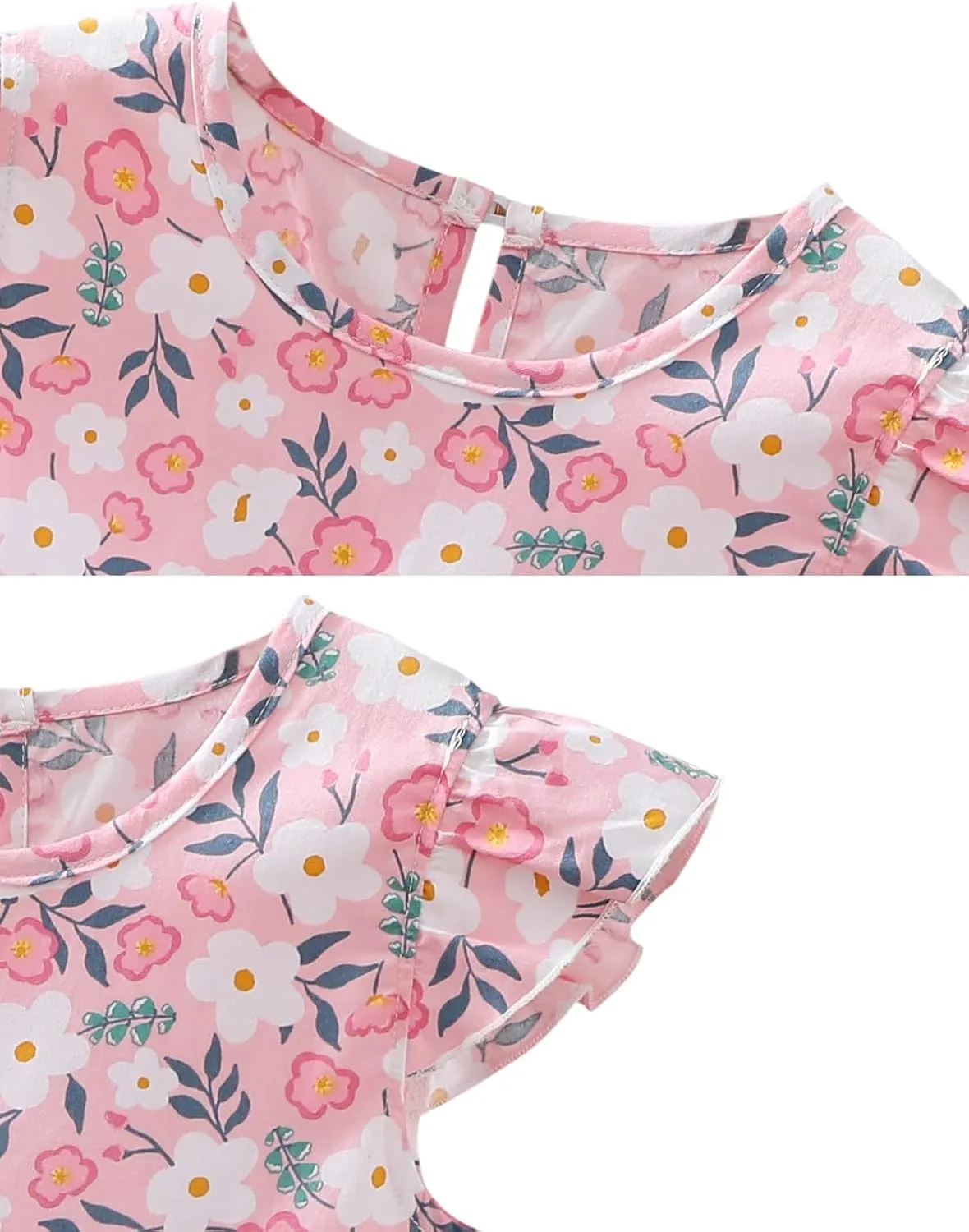 Girls' Spring Summer Cute Allover Floral Printing Hawaiian Beach Boho Casual Cotton Dresses