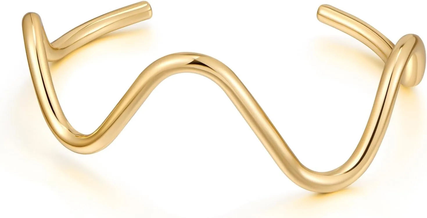 Gold Bangle Bracelets for Women Open Cuff Bangle Chunky Twisted Simple Thin Cuff Bracelets Jewelry