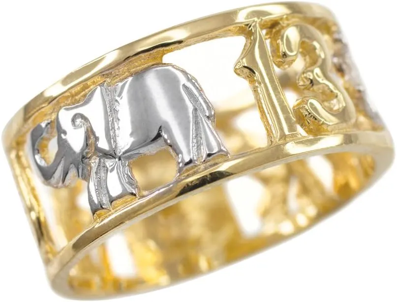 Good Luck Charms High Polish 10k Two-Tone White and Yellow Gold Open Design Lucky Ring