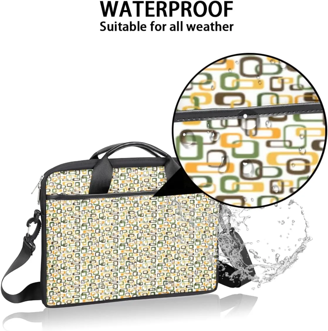 Gradient Geometric Shapes Laptop Shoulder Messenger Bag Waterproof Laptop Briefcase with Handle and Padded Strap Case Sleeve