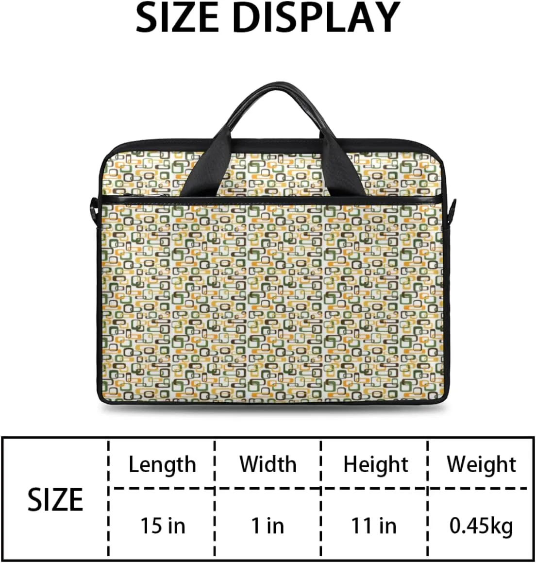 Gradient Geometric Shapes Laptop Shoulder Messenger Bag Waterproof Laptop Briefcase with Handle and Padded Strap Case Sleeve