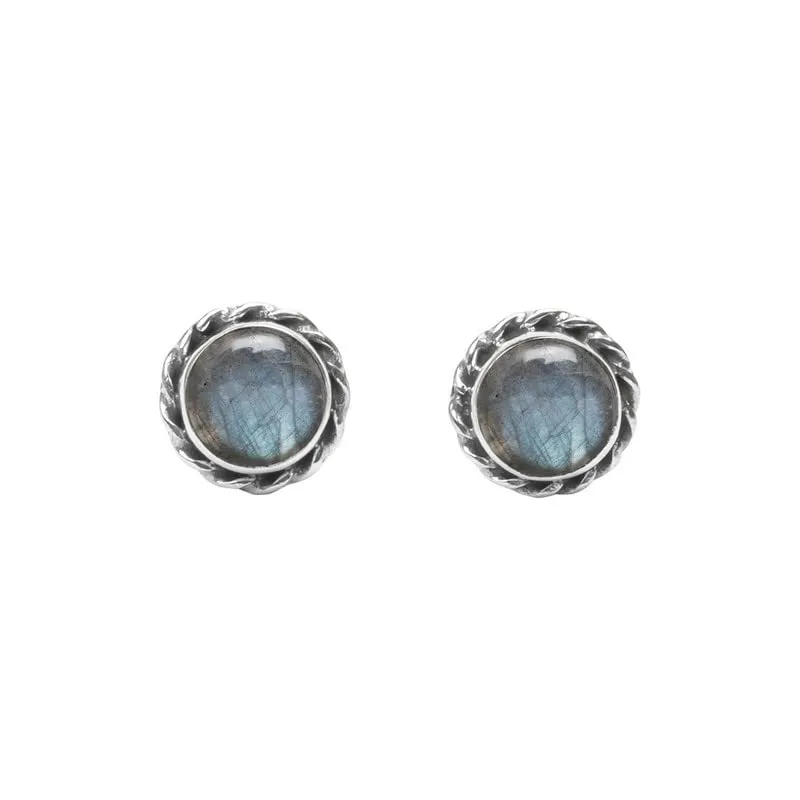 Grey Blue Fire Labradorite Stone Stud Post Earrings 925 Sterling Silver Gemstone Earring 6 MM Round Gift