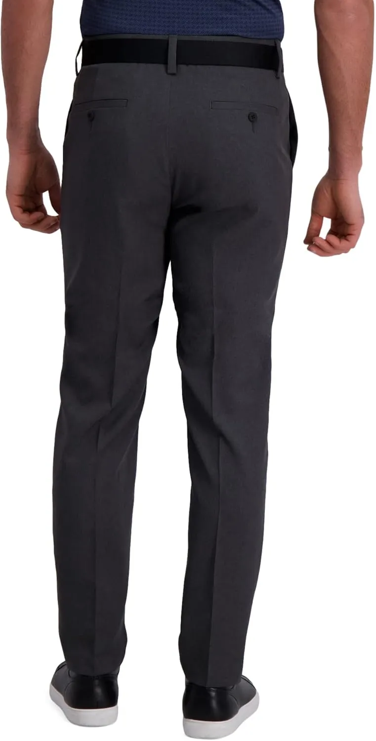 Haggar Men's Cool Right Performance Flex Stria Slim Fit Flat Front Pant