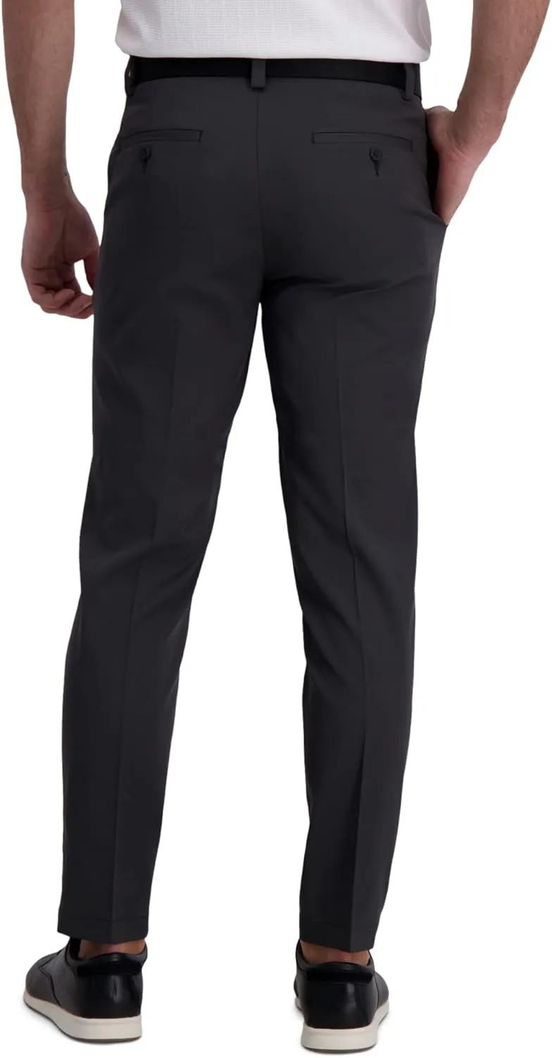 Haggar Men's Cool Right Performance Flex Stria Slim Fit Flat Front Pant