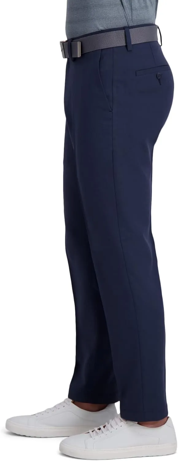 Haggar Men's Cool Right Performance Flex Stria Slim Fit Flat Front Pant