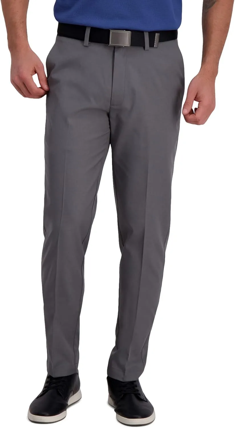 Haggar Men's Cool Right Performance Flex Stria Slim Fit Flat Front Pant