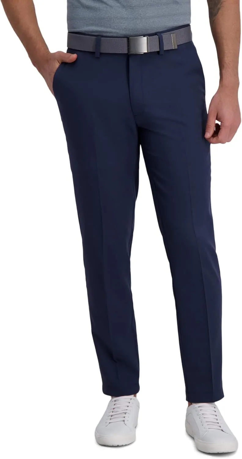 Haggar Men's Cool Right Performance Flex Stria Slim Fit Flat Front Pant