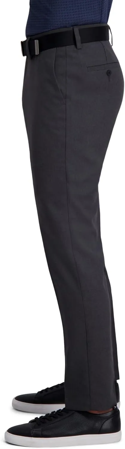 Haggar Men's Cool Right Performance Flex Stria Slim Fit Flat Front Pant