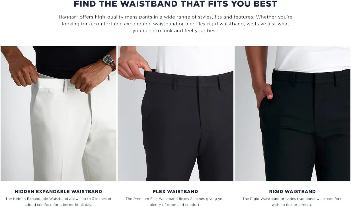 Haggar Men's Cool Right Performance Flex Stria Slim Fit Flat Front Pant
