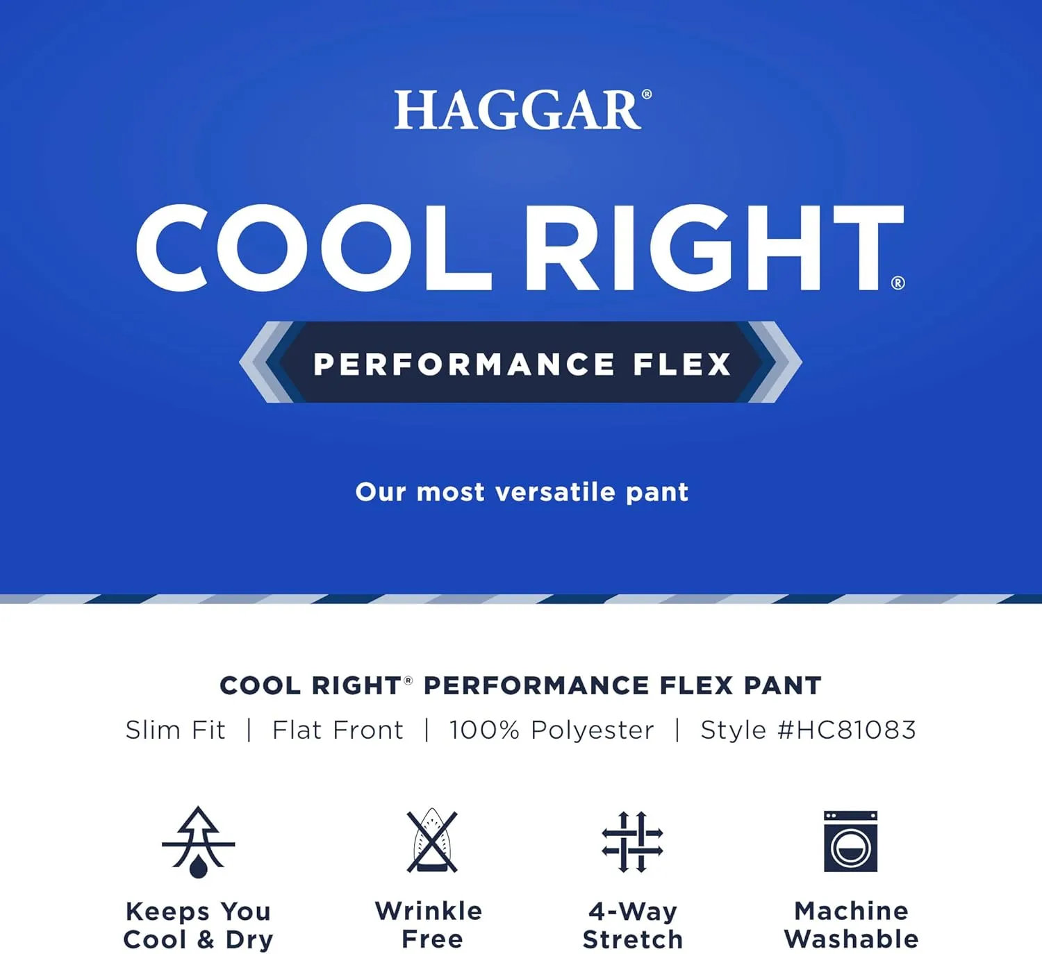 Haggar Men's Cool Right Performance Flex Stria Slim Fit Flat Front Pant