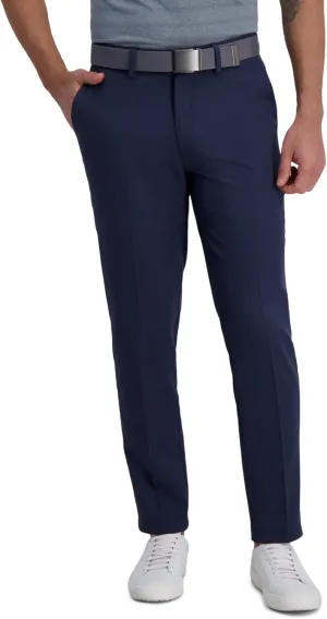 Haggar Men's Cool Right Performance Flex Stria Slim Fit Flat Front Pant