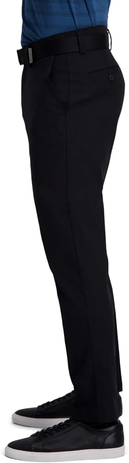 Haggar Men's Cool Right Performance Flex Stria Slim Fit Flat Front Pant