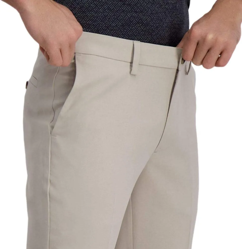 Haggar Men's Cool Right Performance Flex Stria Slim Fit Flat Front Pant