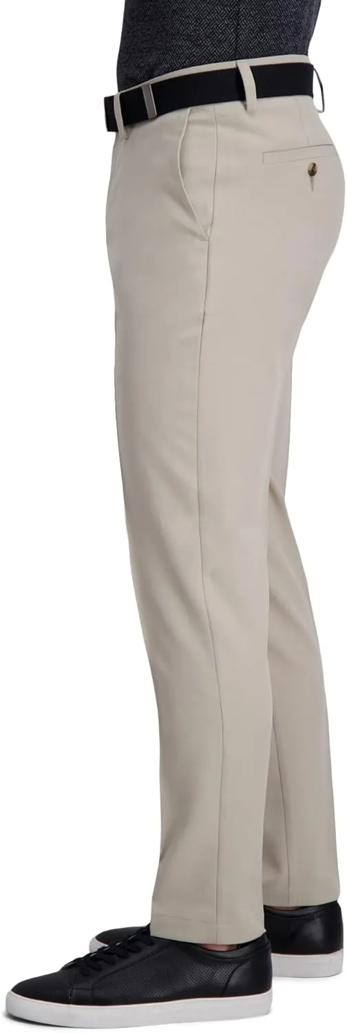 Haggar Men's Cool Right Performance Flex Stria Slim Fit Flat Front Pant