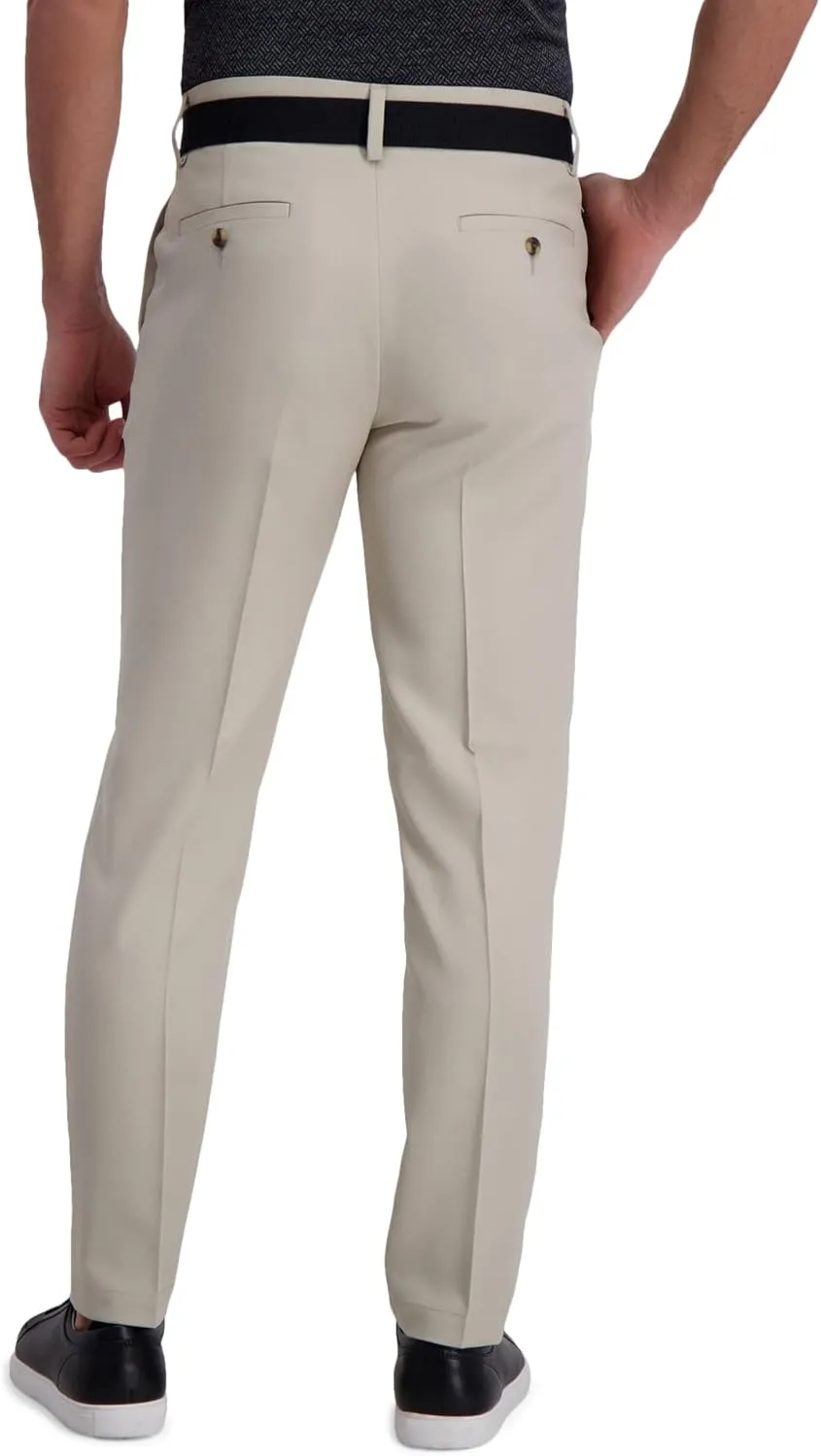 Haggar Men's Cool Right Performance Flex Stria Slim Fit Flat Front Pant