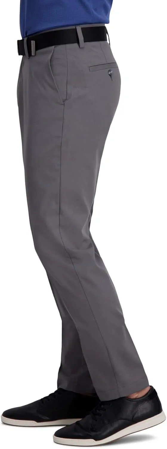 Haggar Men's Cool Right Performance Flex Stria Slim Fit Flat Front Pant