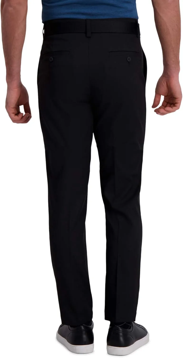 Haggar Men's Cool Right Performance Flex Stria Slim Fit Flat Front Pant