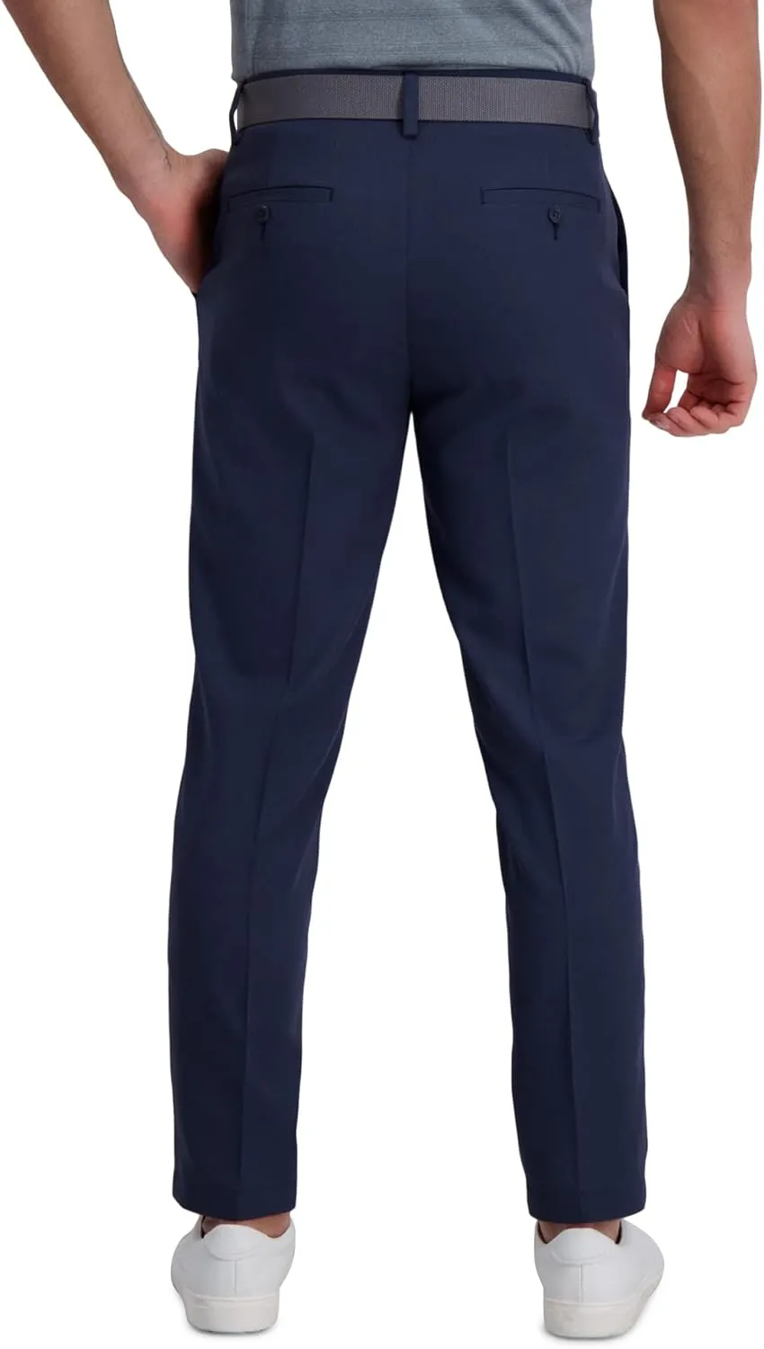 Haggar Men's Cool Right Performance Flex Stria Slim Fit Flat Front Pant