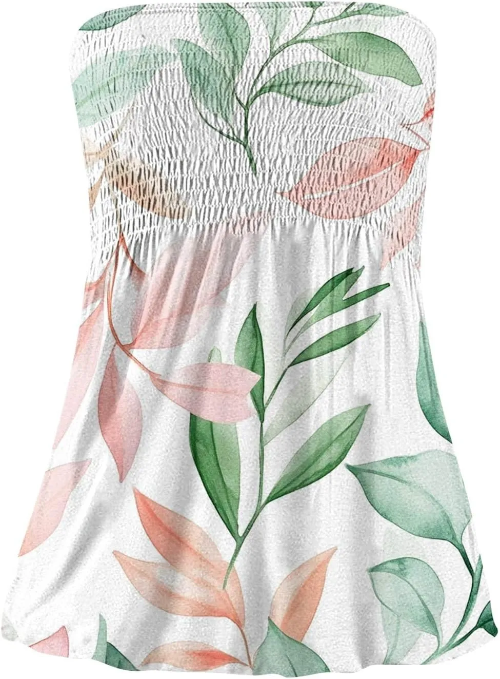 Hawaiian Print Tube Summer Tops Women Elastic Trim Strapless Vintage Blouse Multicolour Off The Shoulder Tees