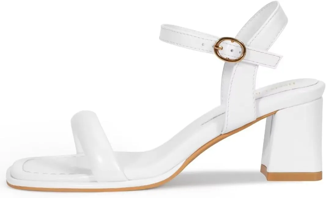 Heels Charm Women's Chunky Block Heeled Sandals 2.56 Inches Open Toe Ankle Strap Block High Heel Sandal Dress Dancing Sandals Daily Work Party Shoes