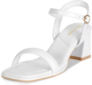 Heels Charm Women's Chunky Block Heeled Sandals 2.56 Inches Open Toe Ankle Strap Block High Heel Sandal Dress Dancing Sandals Daily Work Party Shoes