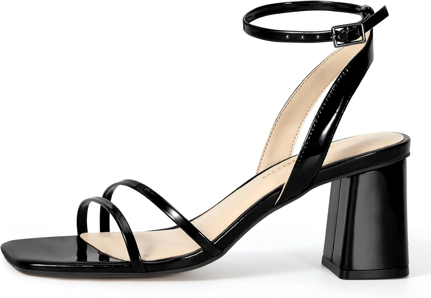 Heels Charm Women's Chunky Block Heeled Sandals 2.95 Inches Open Toe Ankle Strap Block High Heel Sandal Dress Dancing Chunky Sandals Daily Work Party Wedding Shoes