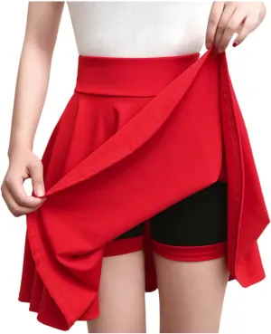High Waisted Skirts for Women A Line Flare Skirt with Shorts Flowy Dance Skirt Vintage Swing Skirt Pleated Skorts