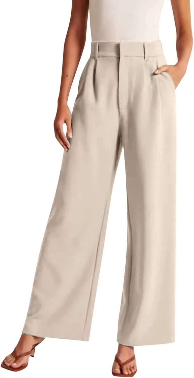 High Waisted Work Pants for Women Business Casual Outfits 2025 Office Dressy Pants Trousers with Pockets