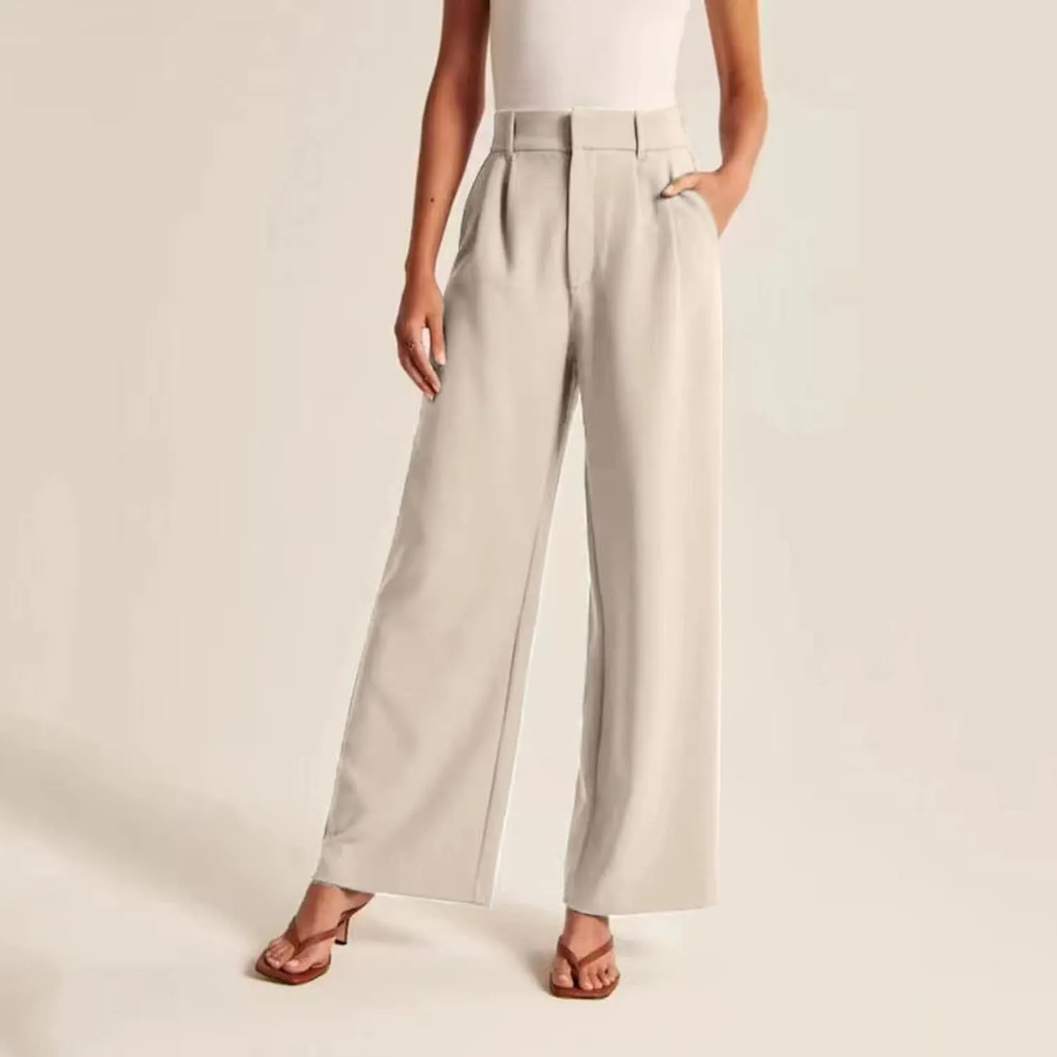 High Waisted Work Pants for Women Business Casual Outfits 2025 Office Dressy Pants Trousers with Pockets