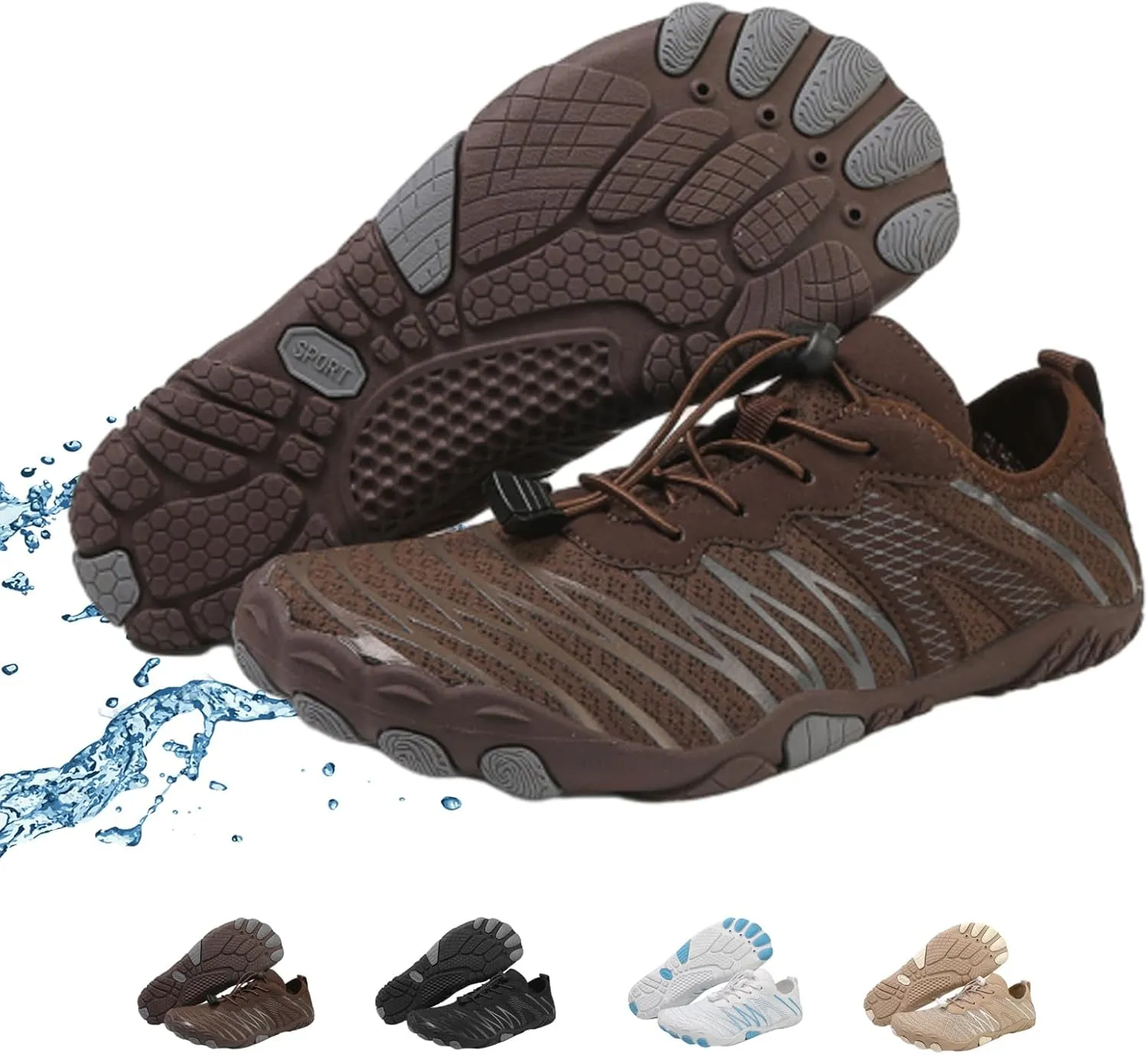 Hike Barefoot Footwear Women Men, Breathable Grounded Athletic Anti-Slip Shoes, Wide Toe Box Walking Beach Sneakers
