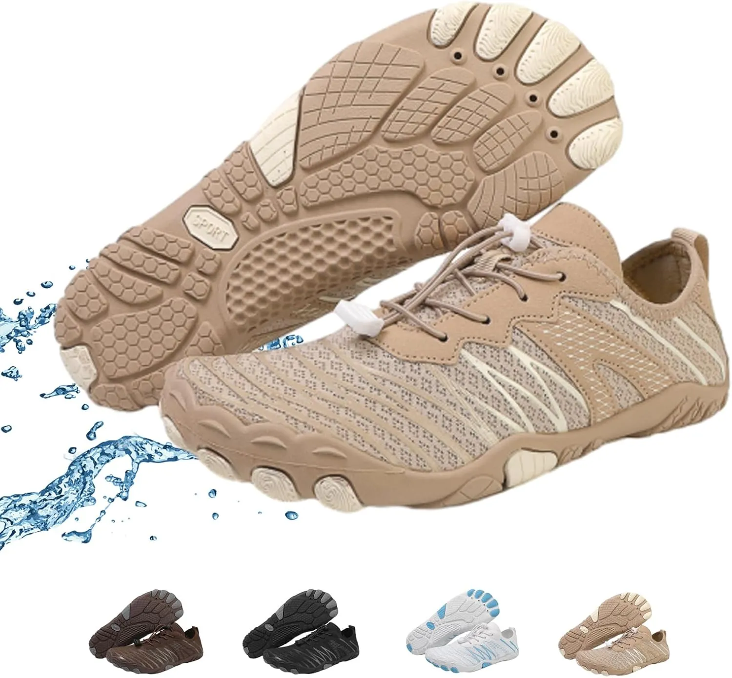Hike Barefoot Footwear Women Men, Breathable Grounded Athletic Anti-Slip Shoes, Wide Toe Box Walking Beach Sneakers