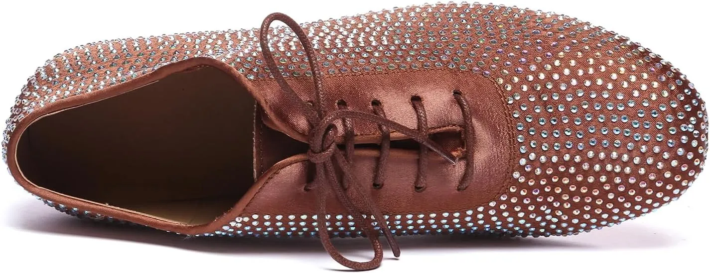 HIPPOSEUS Men's Rhinestone Latin Ballroom Dance Shoes Suede Sole Wedding Party Dance Pums,Model YC