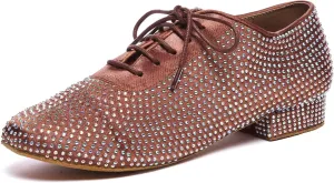 HIPPOSEUS Men's Rhinestone Latin Ballroom Dance Shoes Suede Sole Wedding Party Dance Pums,Model YC