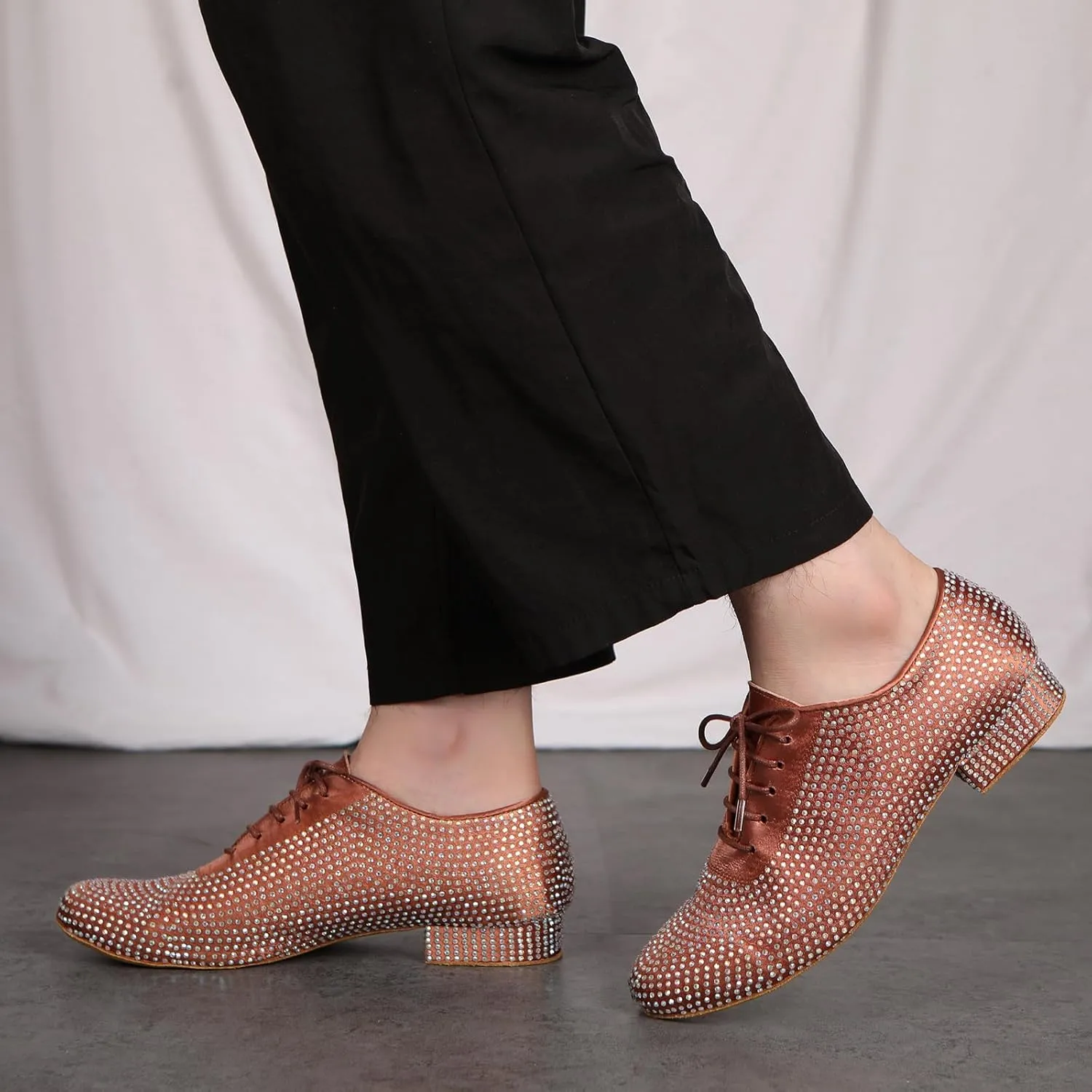 HIPPOSEUS Men's Rhinestone Latin Ballroom Dance Shoes Suede Sole Wedding Party Dance Pums,Model YC