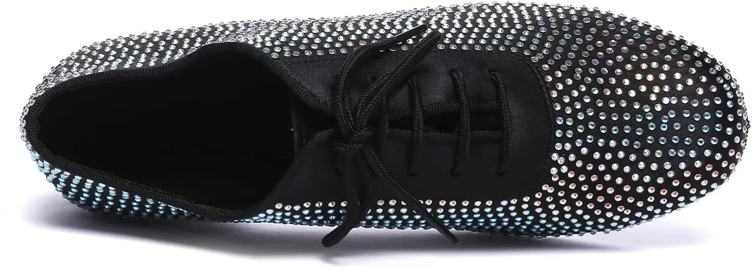 HIPPOSEUS Men's Rhinestone Latin Ballroom Dance Shoes Suede Sole Wedding Party Dance Pums,Model YC