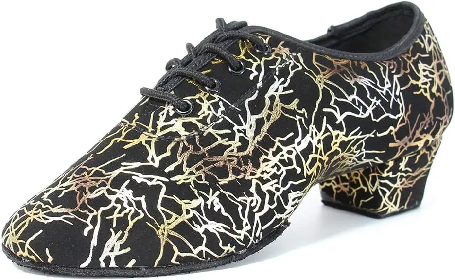 HIPPOSEUS Women's lace-up Latin Dance Shoes Men Ballroom Modern Jazz Dance Practice Performance Shoes with Closed Toes,Model WH-SD