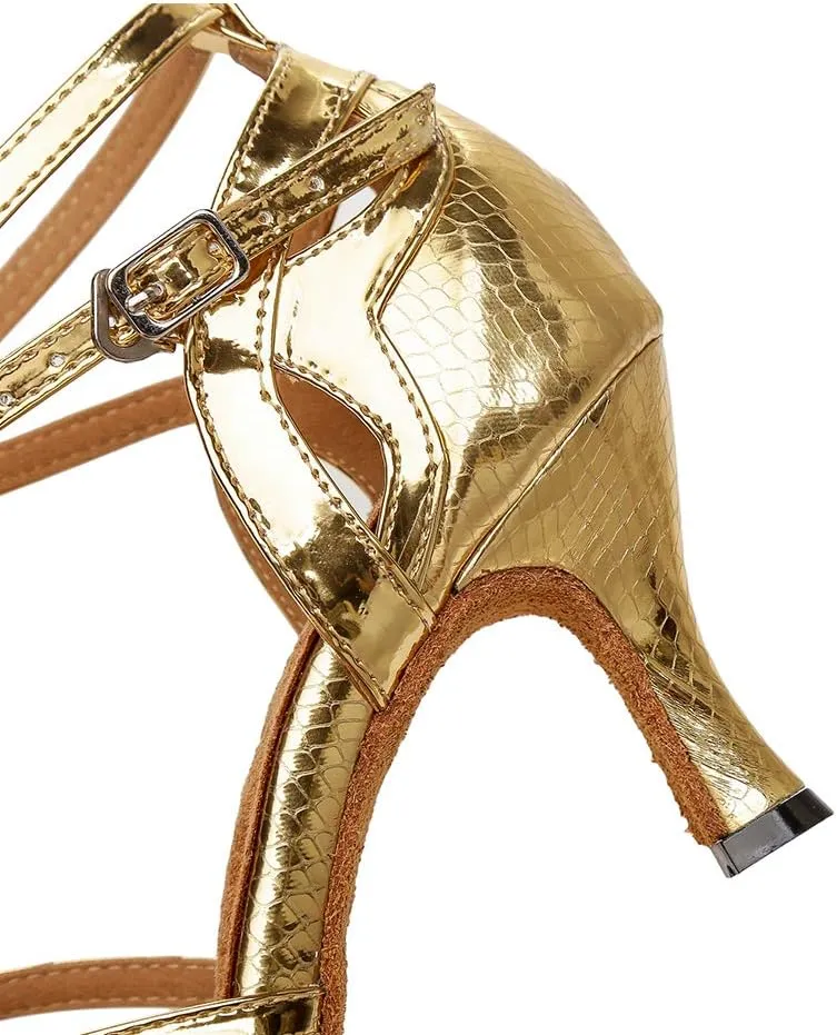 HROYL Latin Dance Shoes Women Rhinestone Dance Shoes Waltz Ballroom High Heel Shoes Women,YCL033