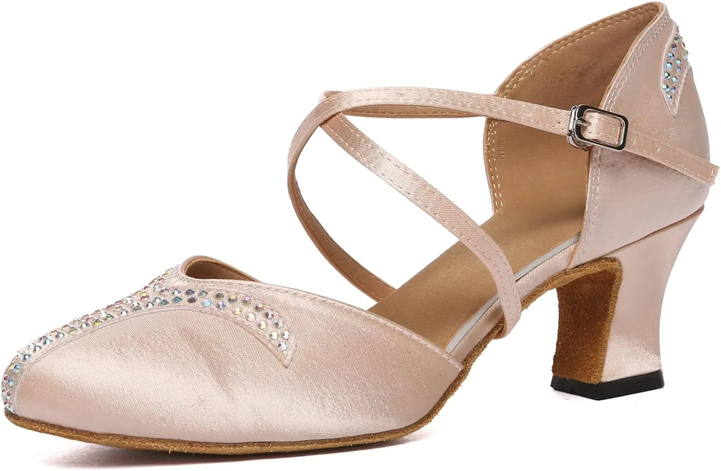 HROYL Women Rhinestone Latin Dance Shoes Professional Practice Performance Ballroom Salsa Dancing Shoes