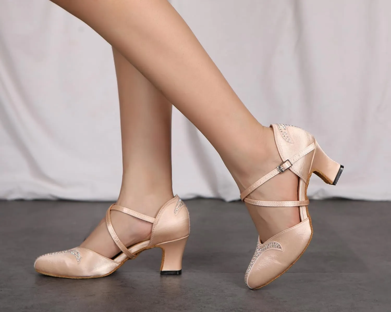 HROYL Women Rhinestone Latin Dance Shoes Professional Practice Performance Ballroom Salsa Dancing Shoes