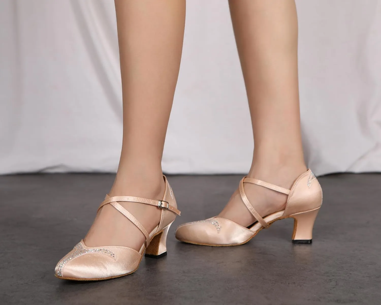 HROYL Women Rhinestone Latin Dance Shoes Professional Practice Performance Ballroom Salsa Dancing Shoes